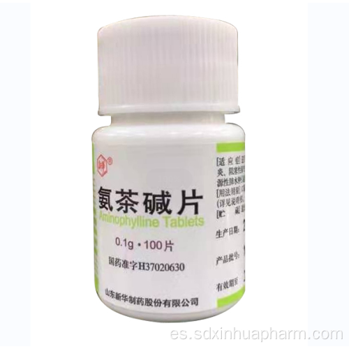Tabletas de aminofilina para el tratamiento de la bronquitis y el asma.